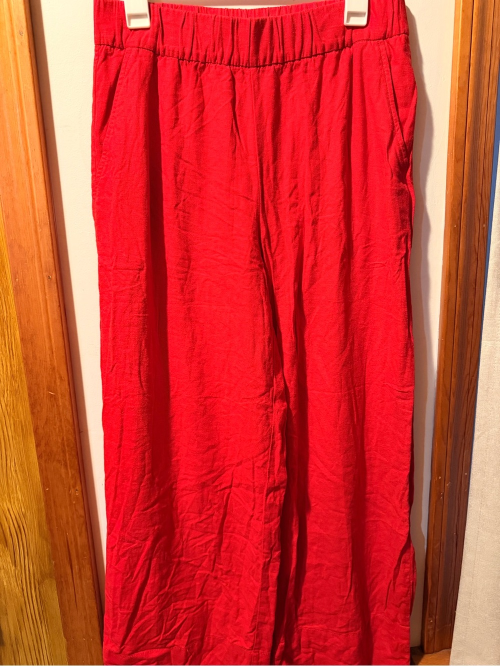 Gap Linen Blend Cherry Red Pants Size Small Tall
